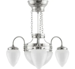 Takkrona - Trearmad ringkrona nickel, opalvitt glas