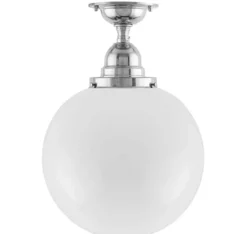 Taklampa - Byström 100 nickel, stor klotskärm