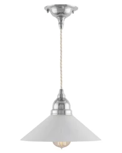 Taklampa - Byström sladdpendel 60 nickel, vit skärm