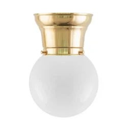 Taklampa - Frödingplafond 80 mässing, opalvit klot