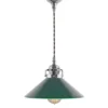 Taklampa - Skomakarsladd nickel med grön skärm 25 cm