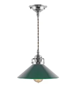 Taklampa - Skomakarsladd nickel med grön skärm 25 cm
