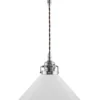 Taklampa - Skomakarsladd nickel med hög vit skärm 25 cm