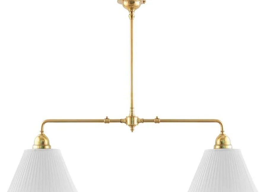 Taklampa - Spelbordslampa mässing, tygskärmar