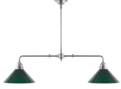 Taklampa - Spelbordslampa nickel, gröna skärmar