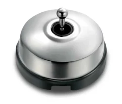 Trappströmbrytare svart porslin/krom med kulohål - Fontini utanpåliggande