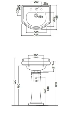 Tvättställ Camden - 55 cm