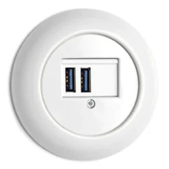 USB-uttag dubbelt vitt porslin - THPG infällt