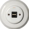 USB-uttag vitt porslin - Fontini infällt