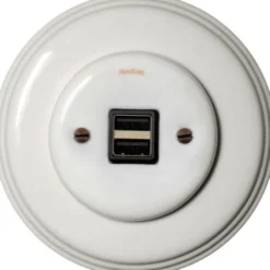 USB-uttag vitt porslin - Fontini infällt