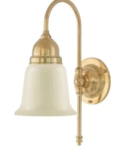 Vägglampa - Ahlström mässing, benvit klocka