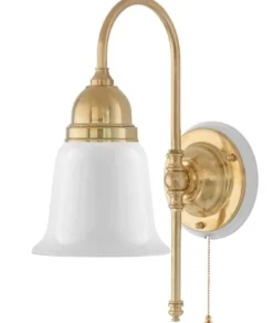 Vägglampa - Ahlström mässing, opalvit klocka