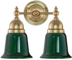 Vägglampa - Bergman mässing, grön klocka