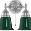 Vägglampa - Bergman nickel, grön klocka