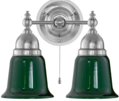 Vägglampa - Bergman nickel, grön klocka