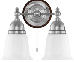 Vägglampa - Bergman nickel, opalvit klocka