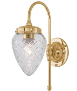 Vägglampa - Blomberg 80 mässing, droppe klarglas