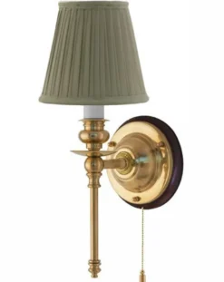 Vägglampa - Ribbing mässing, olivgrön skärm