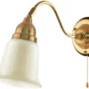 Vägglampa - Runeberg mässing, benvit klocka