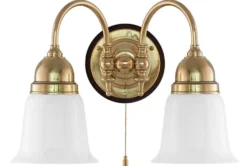 Vägglampa - Stackelberg mässing, opalvit klocka