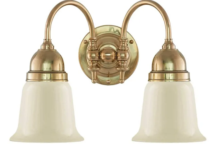 Vägglampa - Stackelberg mässing, benvit klocka
