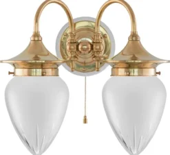 Vägglampa - Tigerstedt mässing, slipat mattglas