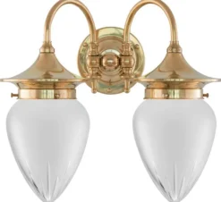 Vägglampa - Tigerstedt mässing, slipat mattglas