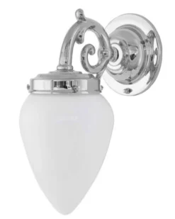 Vägglampa - Topelius nickel, opalvit droppe