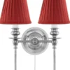 Vägglampa - Wivallius nickel, röd tygskärm