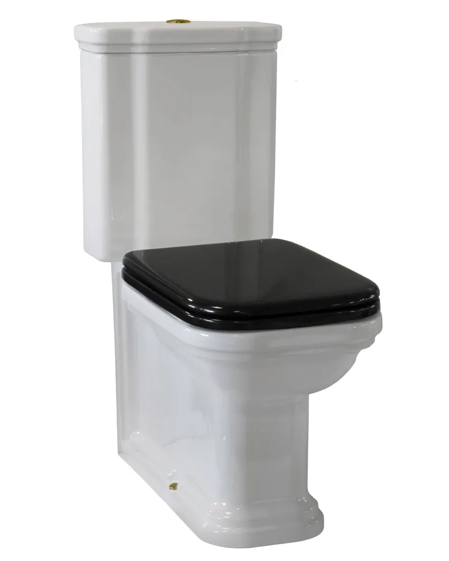 WC - Art Deco golvstående toalett med spolknapp & sits - Brons