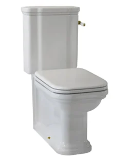 WC - Art Deco golvstående toalett med spolvred & sits - Brons