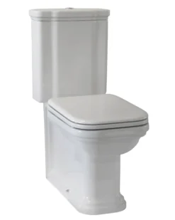 WC - Art Deco golvstående toalett med spolknapp & sits - Krom