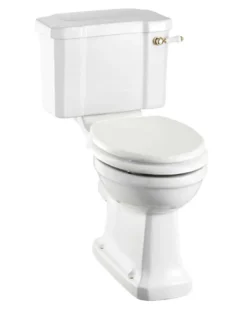 WC - Burlington golvstående toalett, smal cistern & sits, gulddetaljer