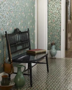 William Morris & Co. Tapet - Bird & Pomegranate Turquoise/Coral