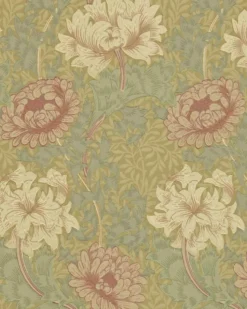 William Morris & Co. Tapet - Chrysanthemum Pink/Yellow/Green