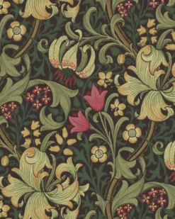 William Morris & Co. Tapet - Golden Lily Charcoal/Olive