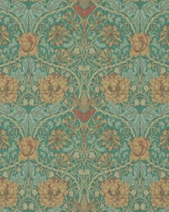 William Morris & Co. Tapet - Honeysuckle & Tulip Emerald/Russet