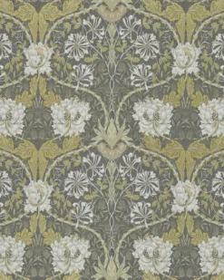 William Morris & Co. Tapet - Honeysuckle & Tulip Charcoal/Gold