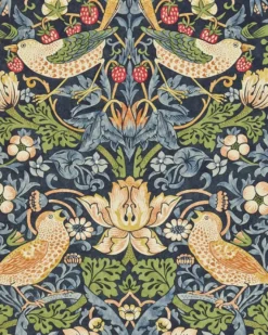 William Morris & Co. Tapet - Strawberry Thief indigo/mineral